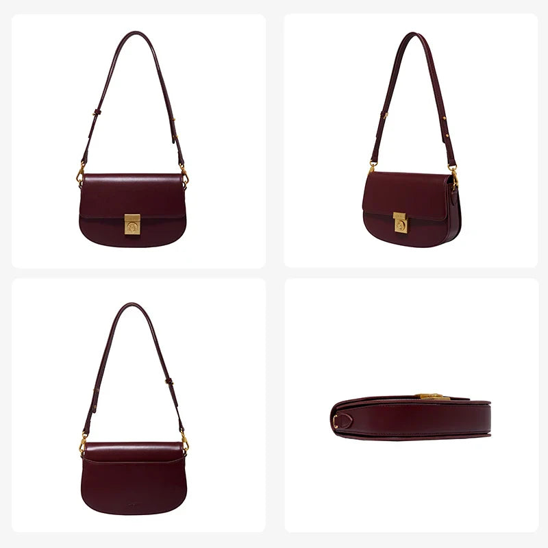 Femlion High-end Saddle Bag: Trendy Leather Shoulder Messenger Handbag