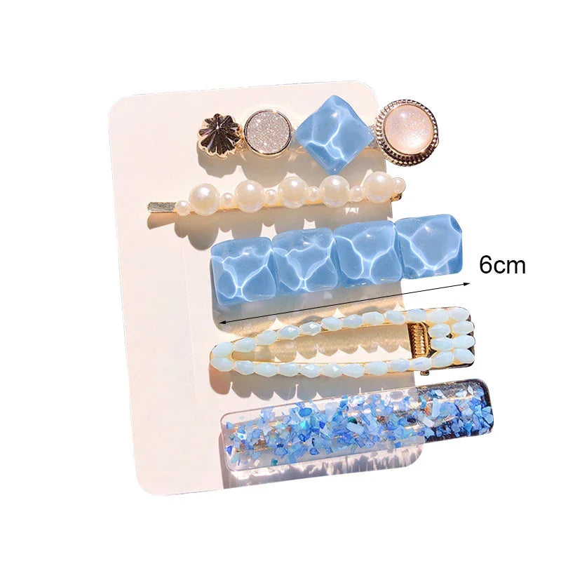 Femlion Pearl Crystal Hair Clip Set, Women's Geometric Hairpins, Fashion Hair Accessories