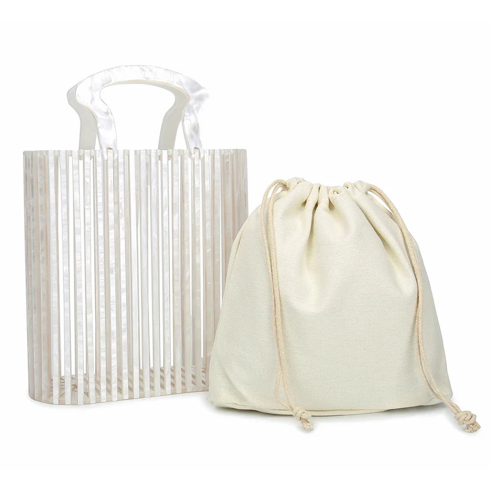 Femlion Woven Acrylic Bucket Bag: Beach to Dinner Clutch & Handbag