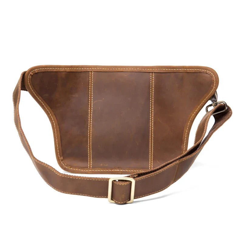 Femlion Vintage Leather Chest Bag for Men - Fashion Sling Waist Pack