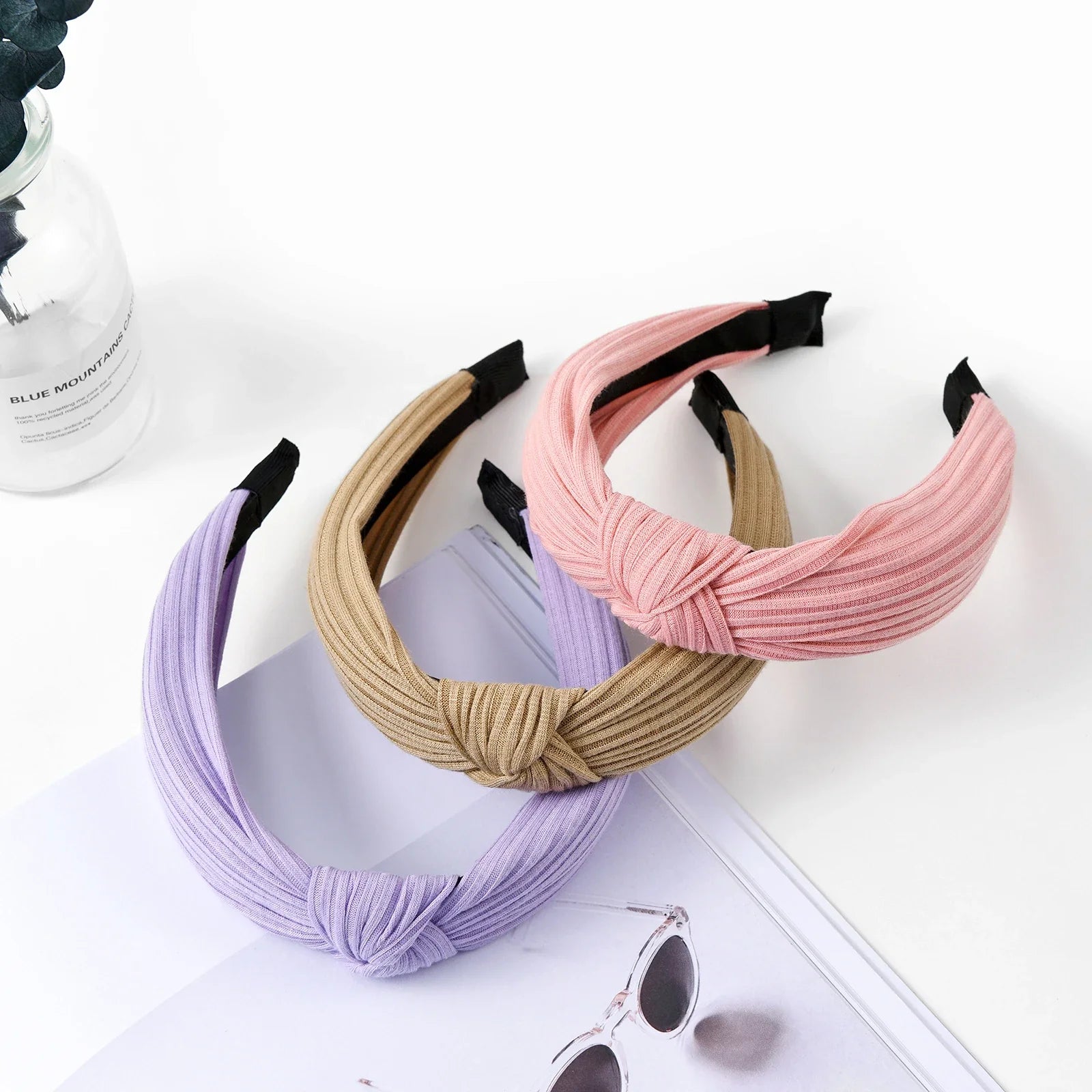 Femlion Wide Cotton Knotted Hairband for Women - Fashion Turban Headwear Hair Accessories