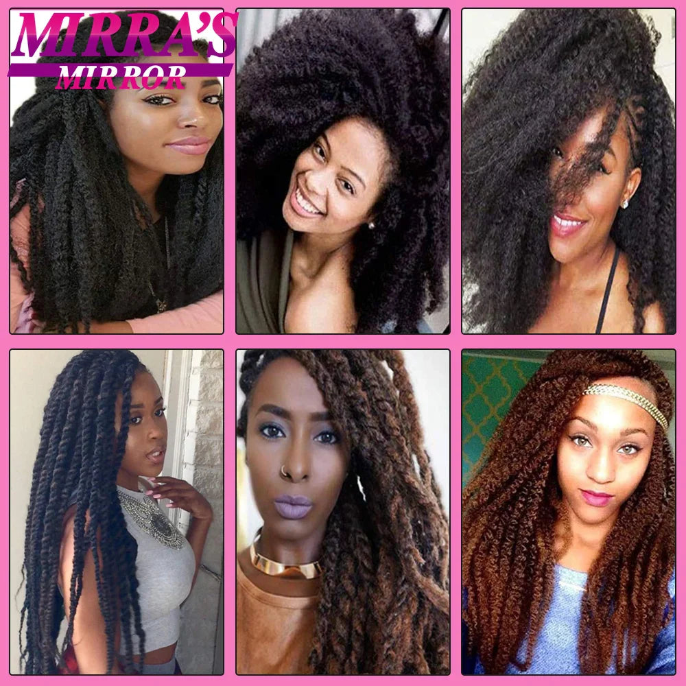 Femlion 18" Afro Kinky Curly Faux Locs Crochet Hair Extensions