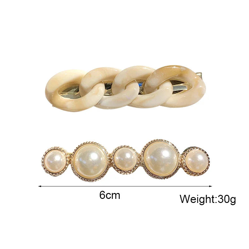 Femlion Pearl Barrettes Hairpin Set - Trendy Hair Accessories