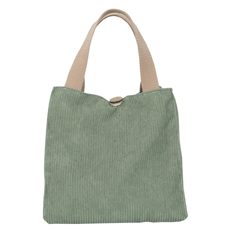 Femlion Corduroy Canvas Lunch Bag Tote for Ladies