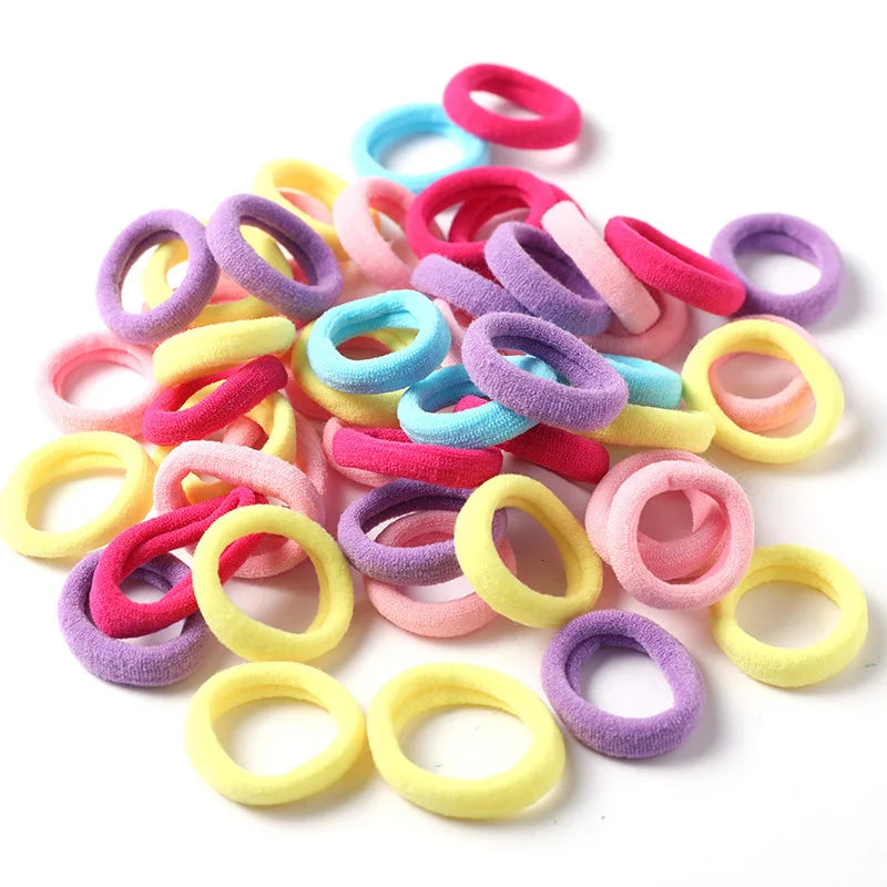 Femlion 50pcs Girl Nylon Elastic Hair Bands Scrunchies Ponytail Holder Accessories