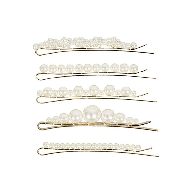 Femlion Pearl Hair Barrettes Set: Korea Twist Beaded Clips for Women-Girls Headwear