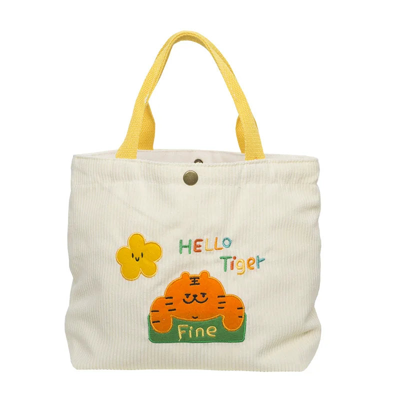 Femlion Canvas Lunch Bag with Cute Tiger Design