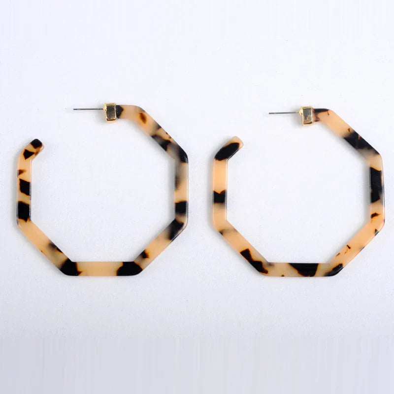 Leopard Geometric Resin Stud Earrings for Women by Femlion