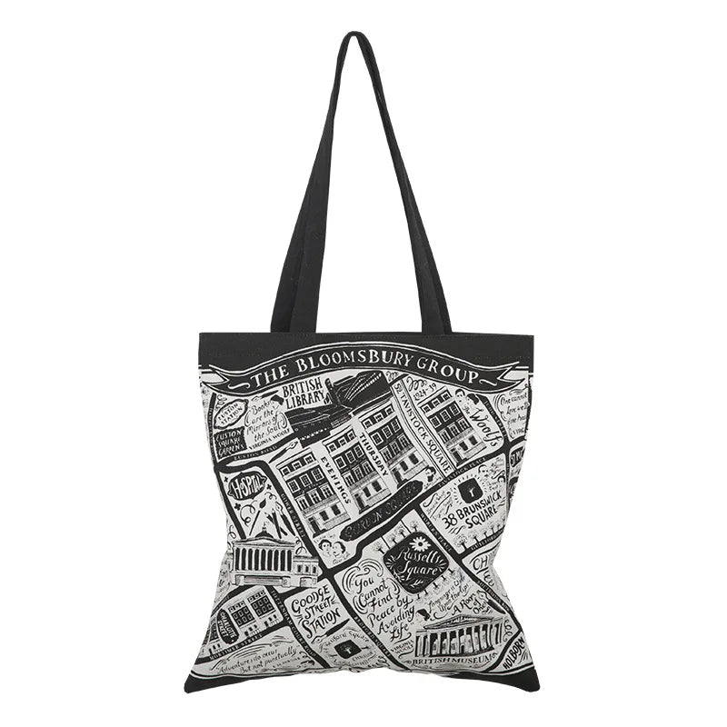 Femlion London Bloomsbury Canvas Shoulder Bag - Stylish Grocery Tote and Book Carrier