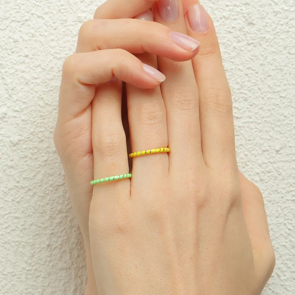 Colorful Twisted Enamel Rings for Women by Femlion: Minimalist Fashion Jewelry