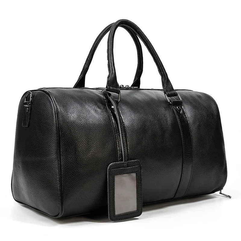 Femlion Leather Travel Duffle Bag for Luxury Flight Trips