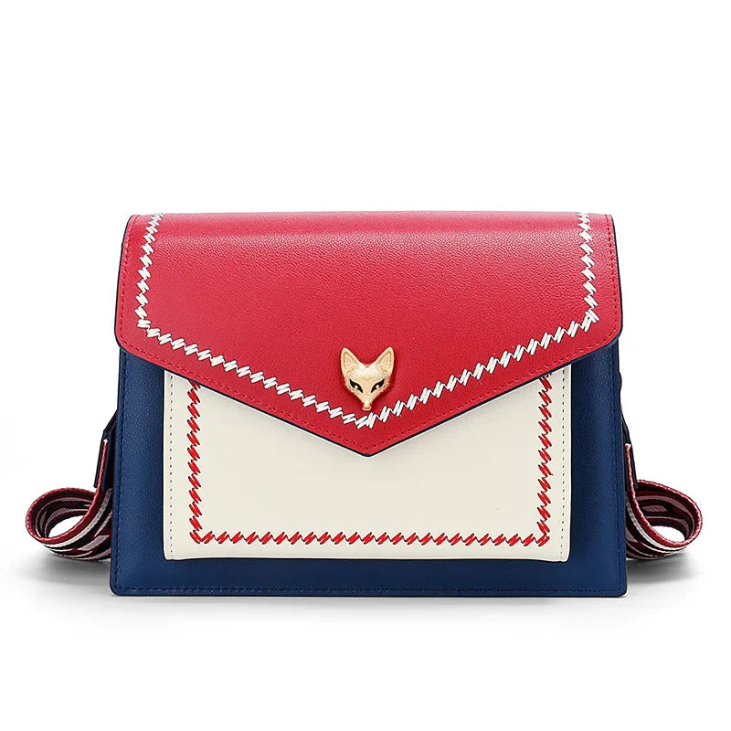 Femlion Colorful Panelled Flap Leather Crossbody Bag