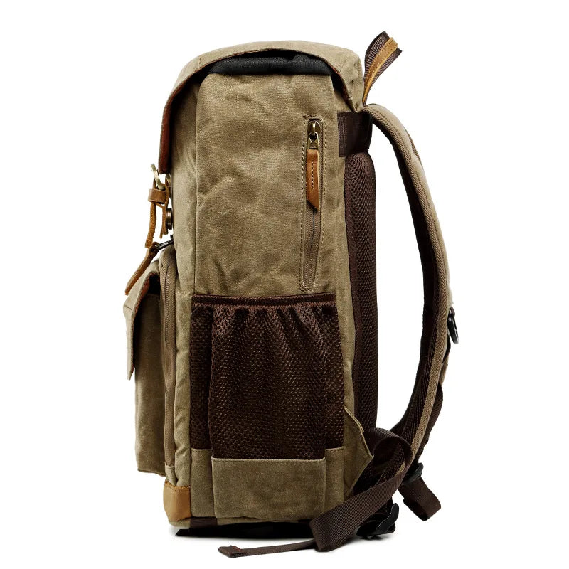 Femlion Canvas Mountaineer Backpack: Durable & Waterproof Man Travel Bag