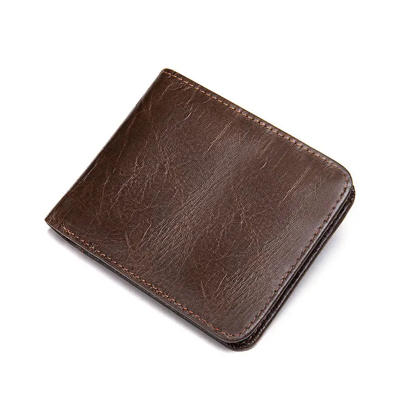 Femlion Men's Soft Leather RFID Short Wallet with Coin Pocket