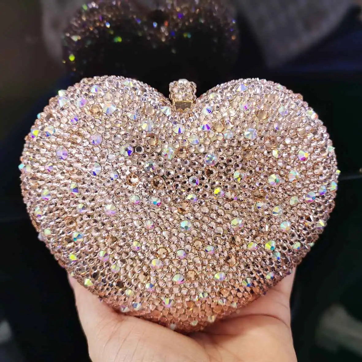 Femlion Heart Crystal Evening Bag in Green/Orange/Purple - Prom & Wedding Handbag