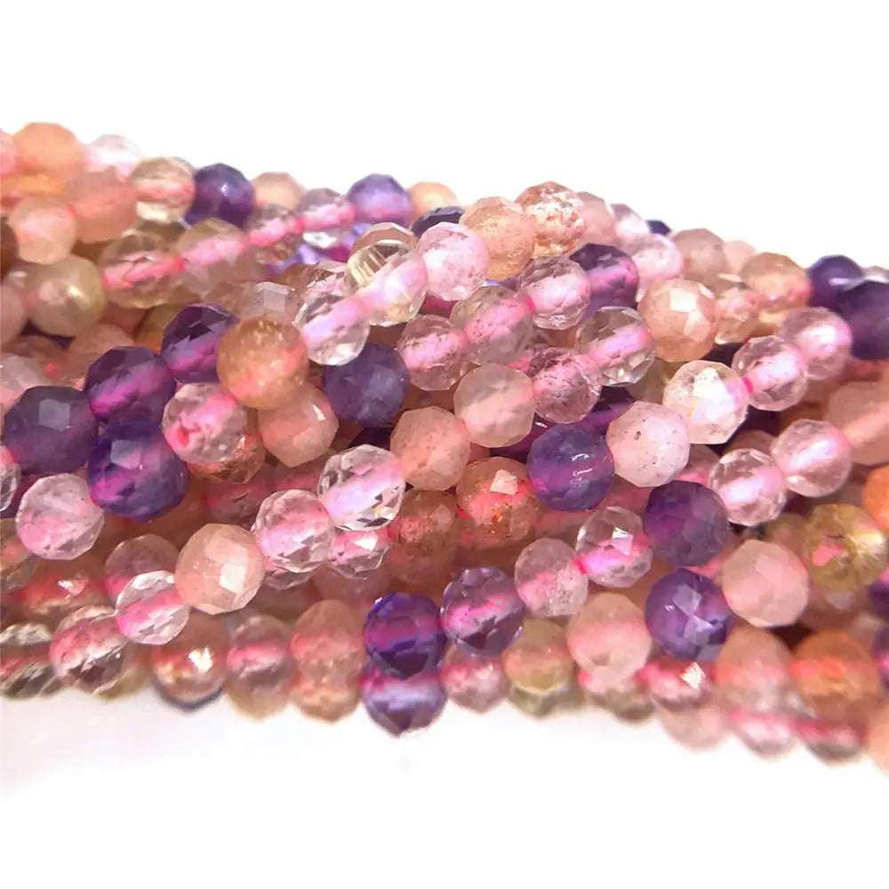 Femlion 15.5" Ruby and Gold Sandstone Micro-faceted Bead Bracelet Kit