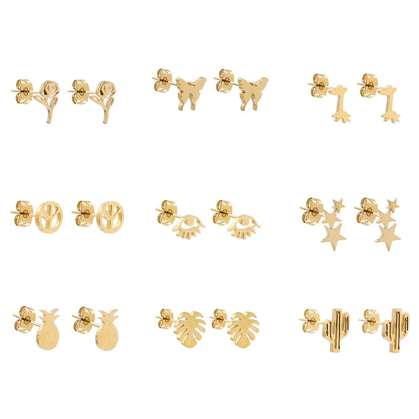 Femlion Stainless Steel Animal Stud Earrings Set for Women Girls