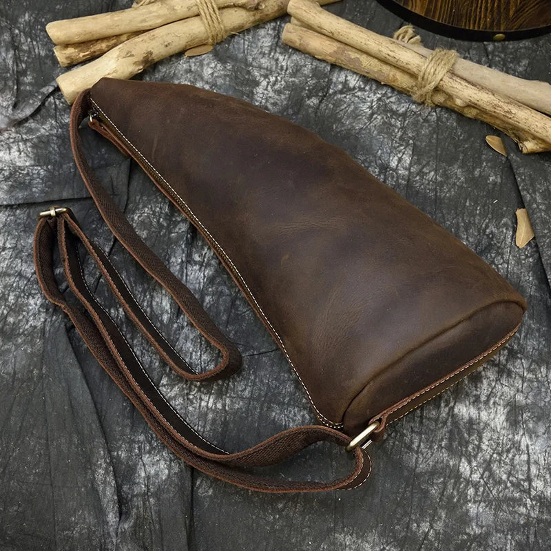 Femlion Ox Horn Leather Chest Bag: Stylish Cowhide Sling for Men