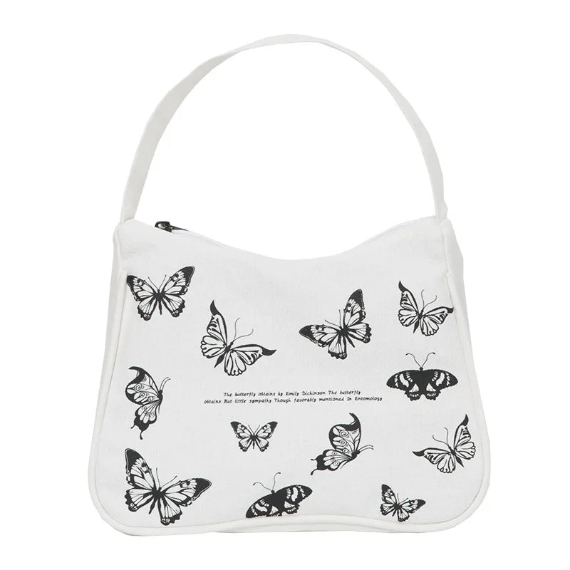 Femlion Butterfly Print Canvas Tote: Small Fashion Handbag for Women