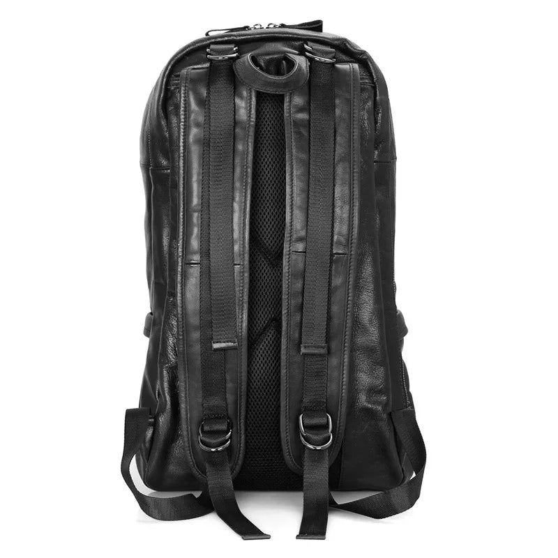 Femlion Genuine Leather Black Backpack for School or Work