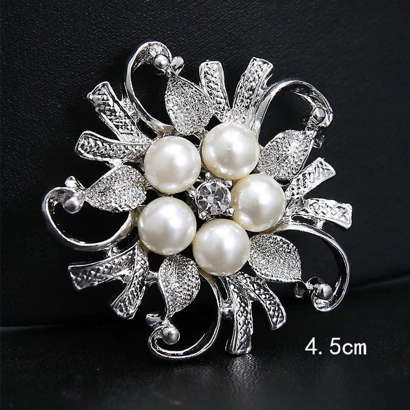 Femlion Flower Collar Brooches with Simulated Pearl Beads - Fashion Jewelry Gift