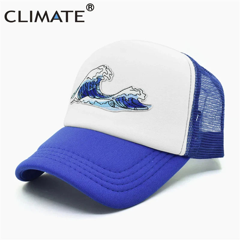 Femlion Sea Wave Trucker Cap - Cool Beach Vacation Mesh Hat