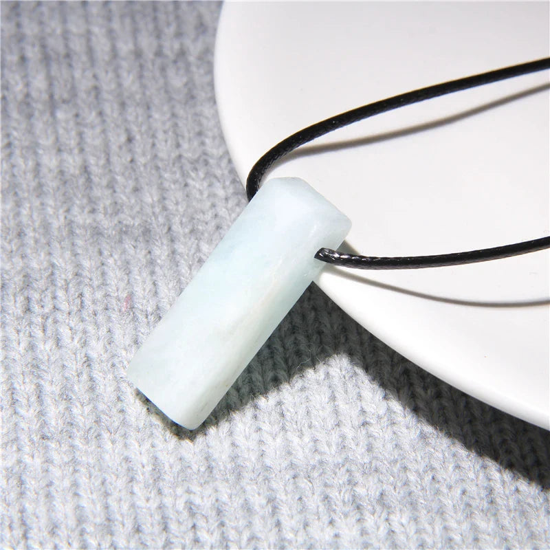 Aquamarines Quartz Slice Point Necklace Set by Femlion: Fashionable Stone Pendants, Perfect for Couples.