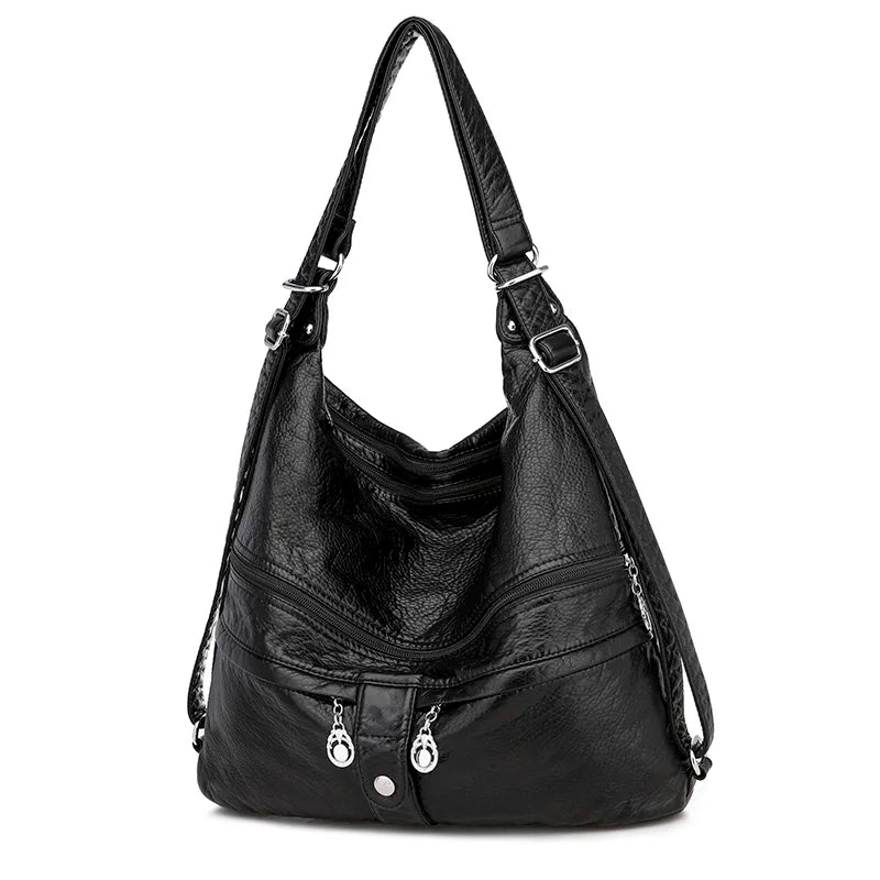 Femlion Soft Leather Crossbody Bag for Women, Designer Shoulder Tote with Pockets in 3 Colors