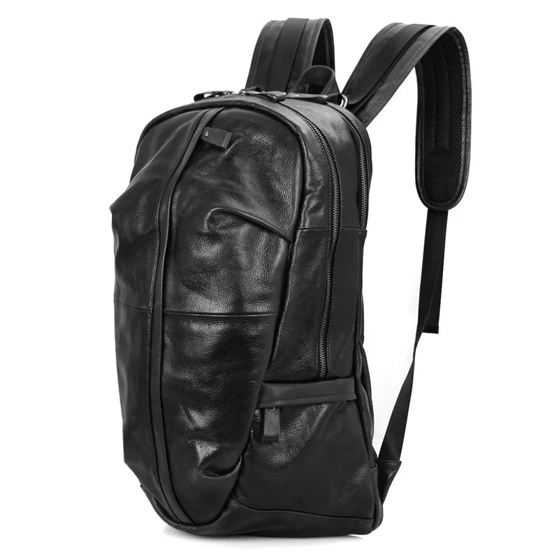 Femlion Genuine Leather Black Backpack for School or Work