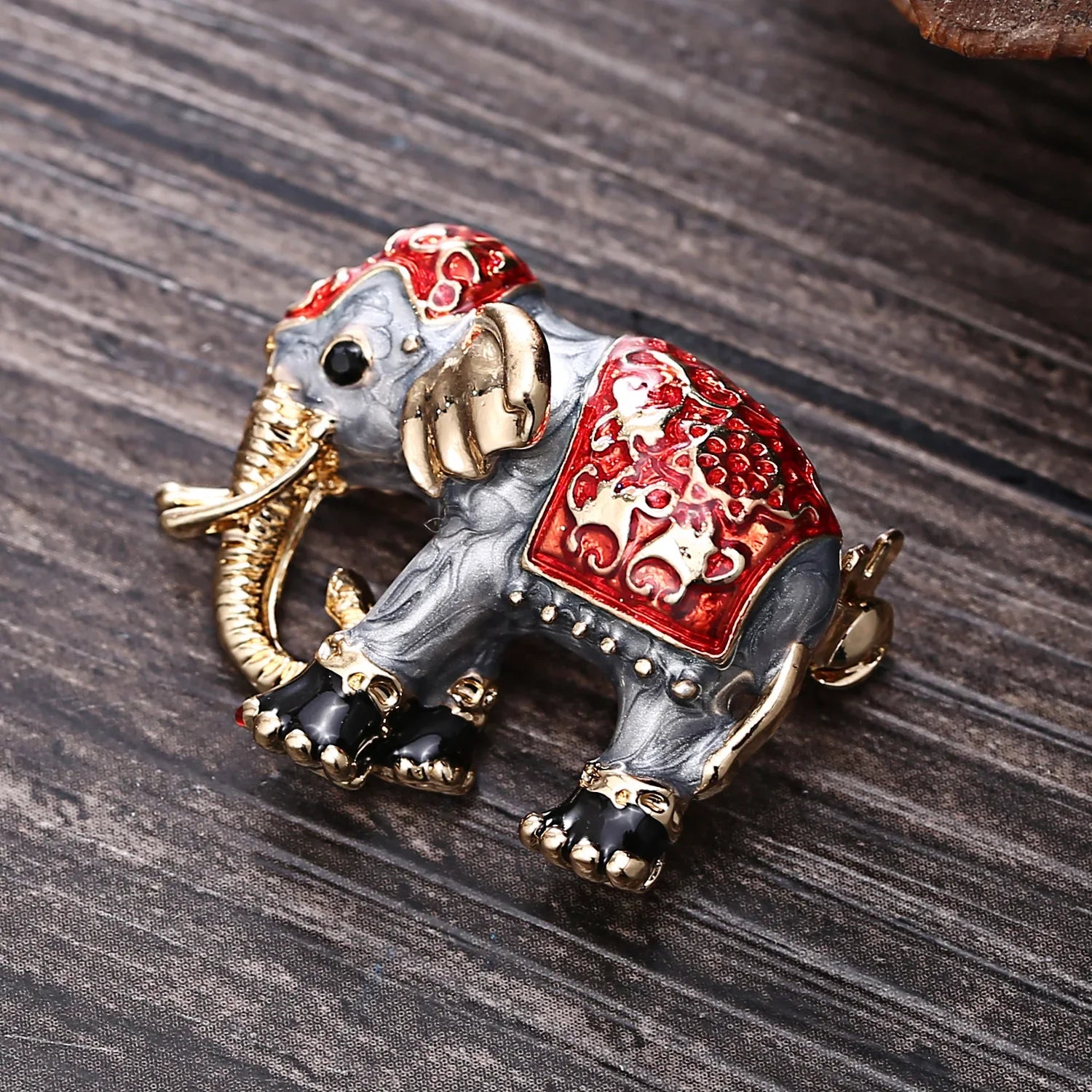 Femlion Elephant Enamel Crystal Brooch for Women and Kids