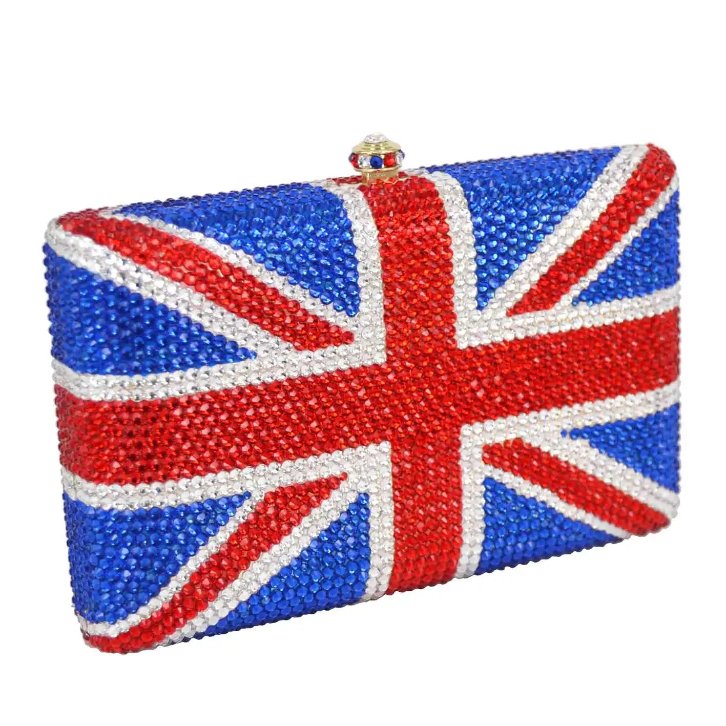 Femlion England Flag Diamond Clutch: Customized Party Purse for Women