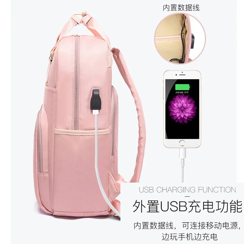 Femlion Waterproof USB Backpack with Laptop Compartment & Stylish Design