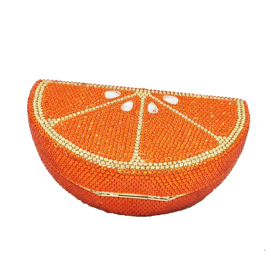 Femlion Luxury Crystal Melon Evening Clutch Bag with Diamonds