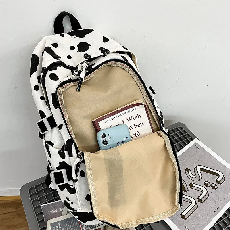 Femlion Cow Zebra Pattern Backpack School Book Bag - Travel Laptop Bag