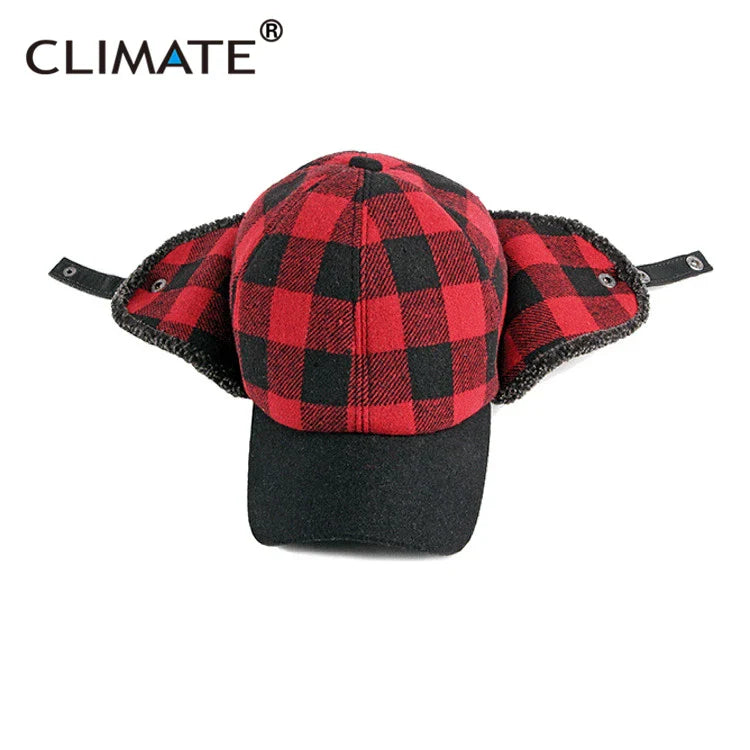 Femlion Plaid Ski Bomber Hat: Winter Outdoor Baseball Cap with Ear Protection