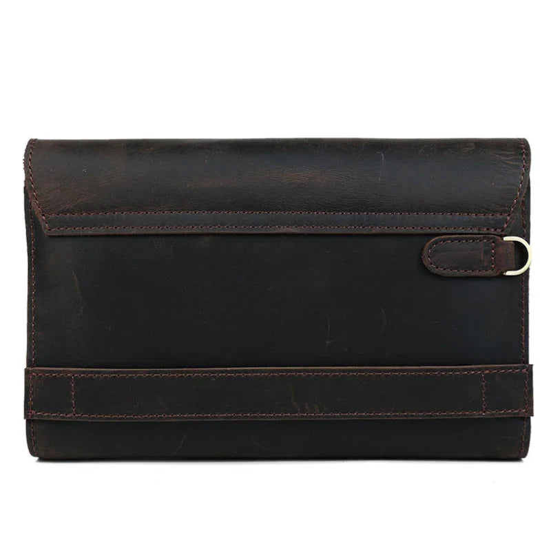 Femlion Vintage Style Men's Genuine Leather Hand Purse Big Wallet