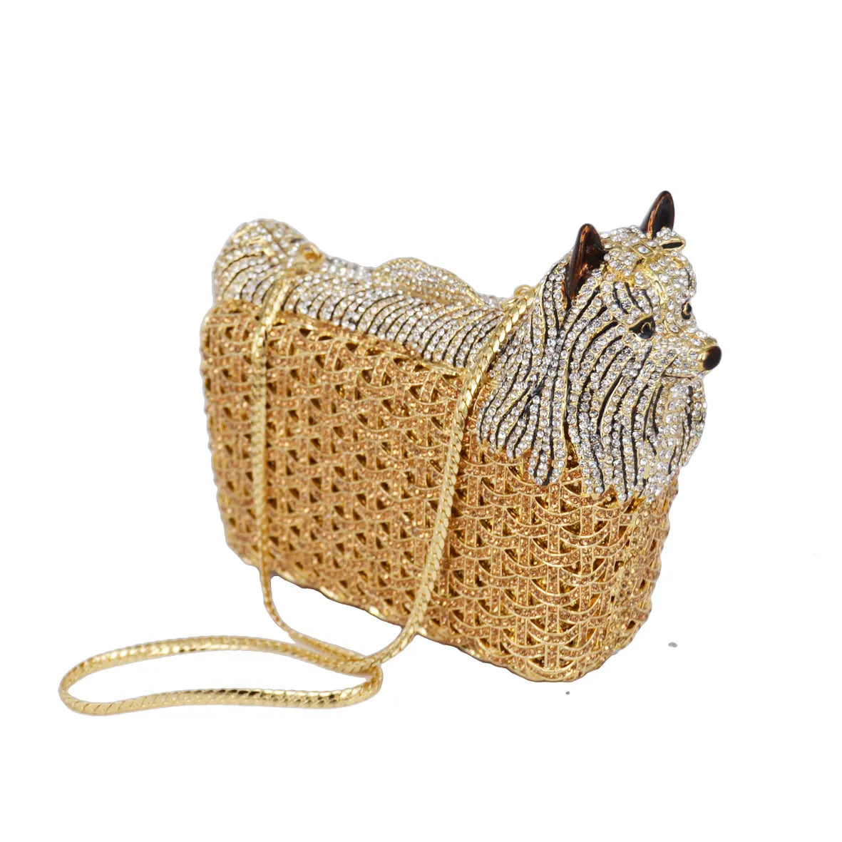 Femlion Luxury Crystal Evening Bag Dog Clutch Wedding Purse SC031