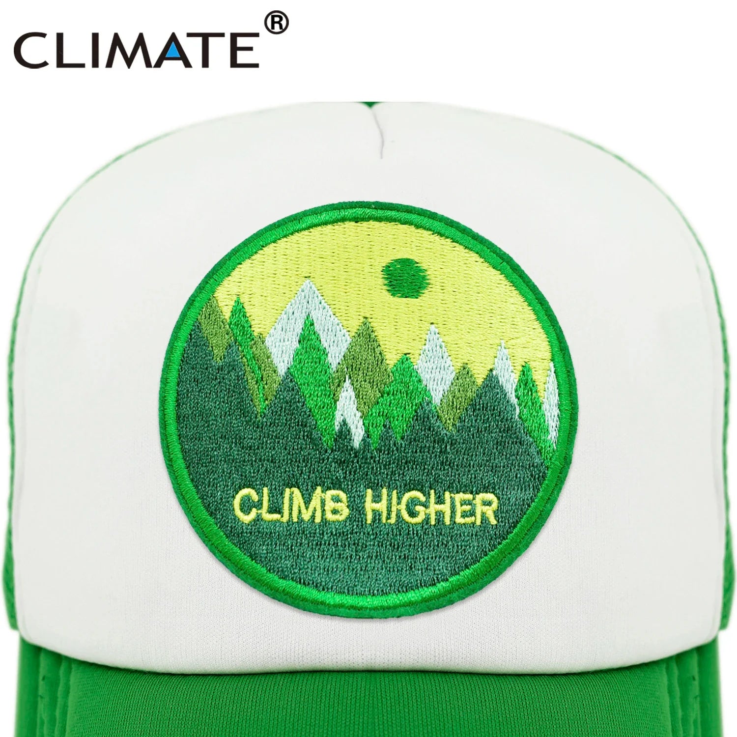 Femlion High Climb Trucker Cap Green | Outdoor Sport Hat Mesh for Men Women