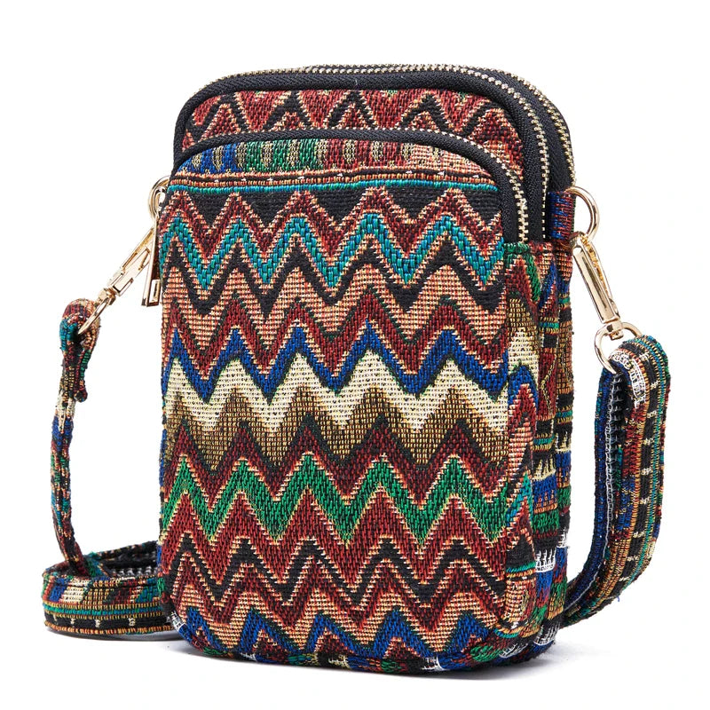 Femlion Boho Messenger Bag: Mini Phone Case Shoulder Purse