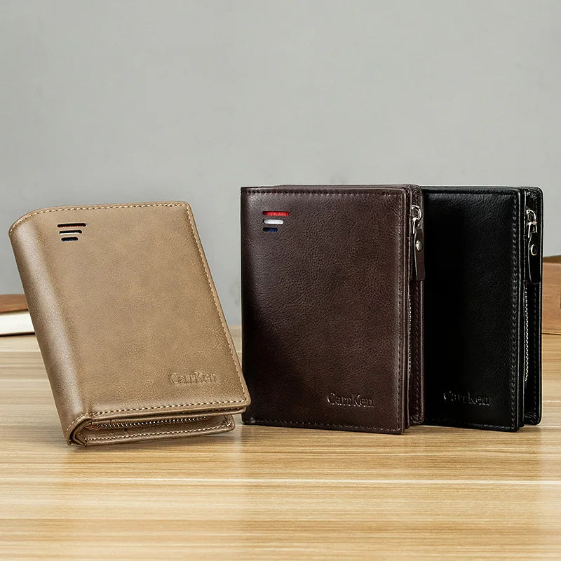 Femlion Men's Zipper Wallet: Stylish Card Holder & Coin Purse in High-Quality PU Leather