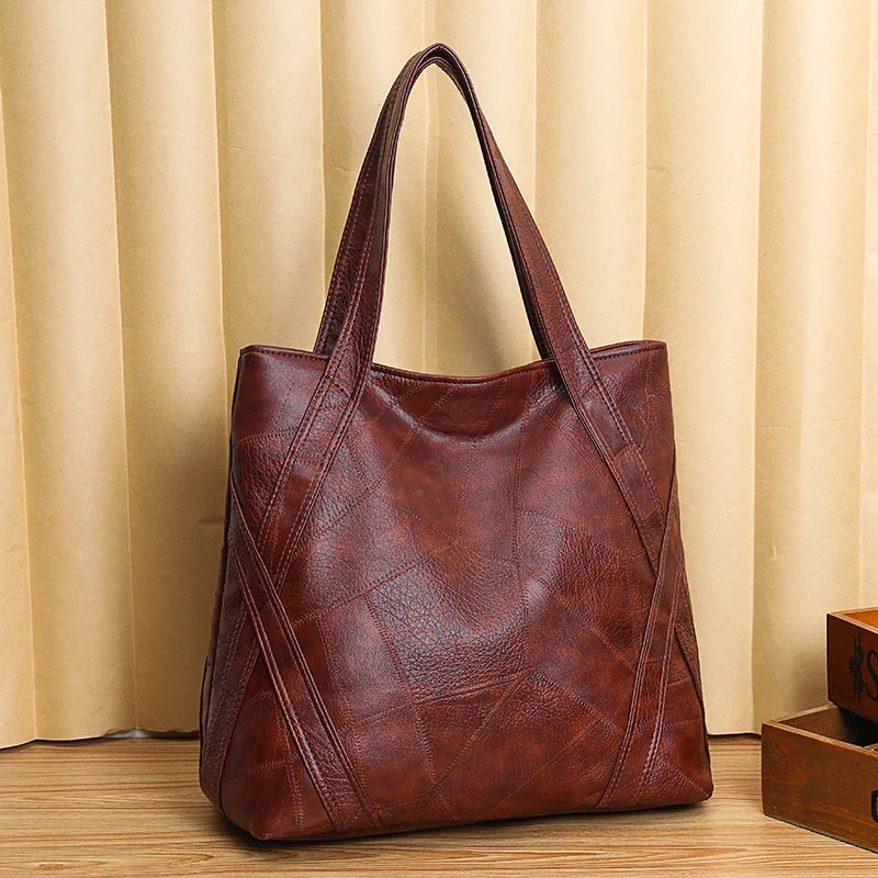 Femlion Soft Leather Tote Bag with Large Capacity and Top Handle