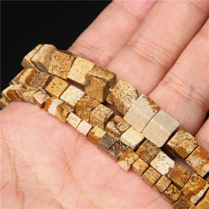 Femlion Multicolor Imperial Jaspers Cube Beads for Jewelry Making