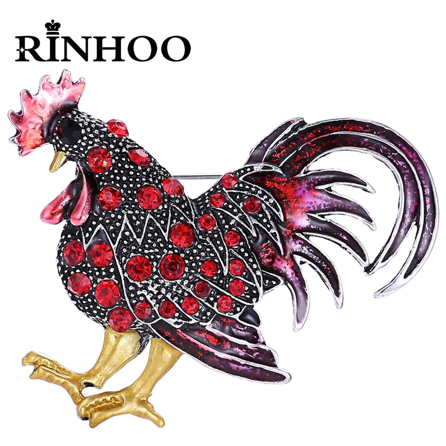 Femlion Cute Chicken Brooch with Rhinestones - Fun Cartoon Animal Lapel Pin for Party