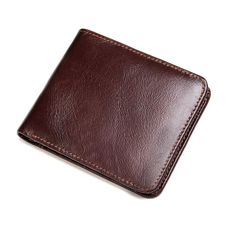 Femlion Men's Soft Leather RFID Short Wallet with Coin Pocket