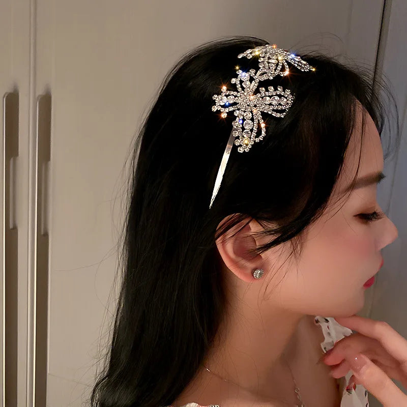 Femlion Crystal Rhinestone Butterfly Hairband - Bridal Wedding Accessories