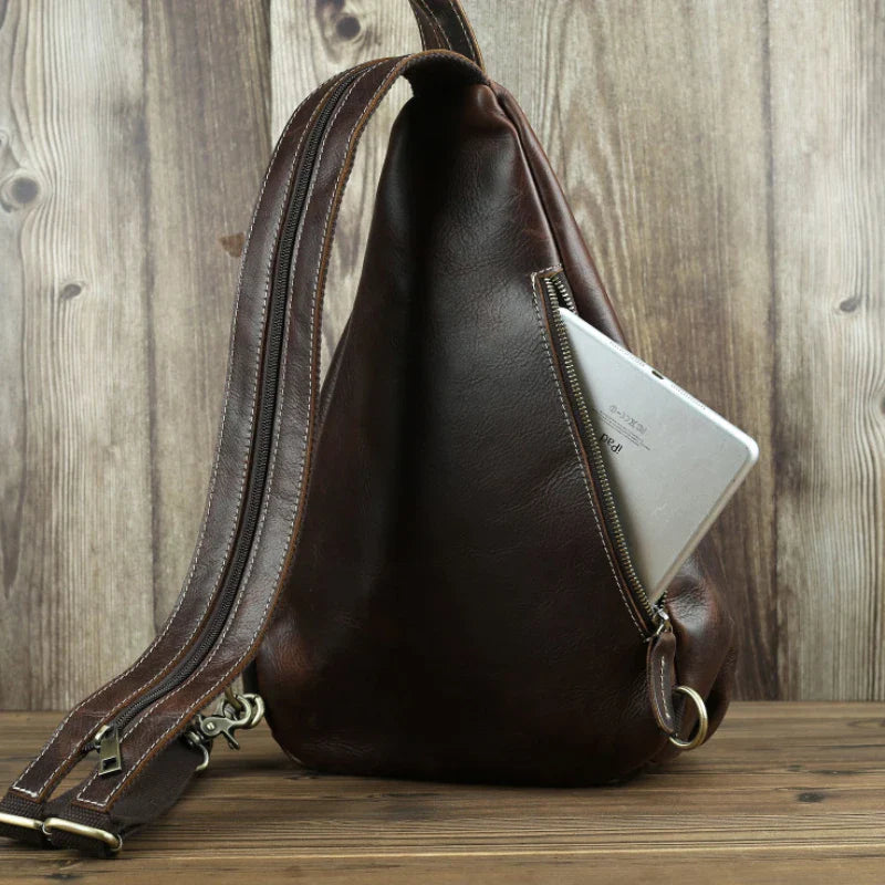 Femlion Genuine Leather Triangle Backpack for Casual Travelling and Everyday Use