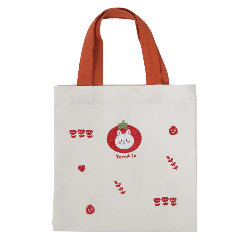 Femlion Embroidered Mini Tote Bag. Eco-Friendly Cotton Purse for Girls