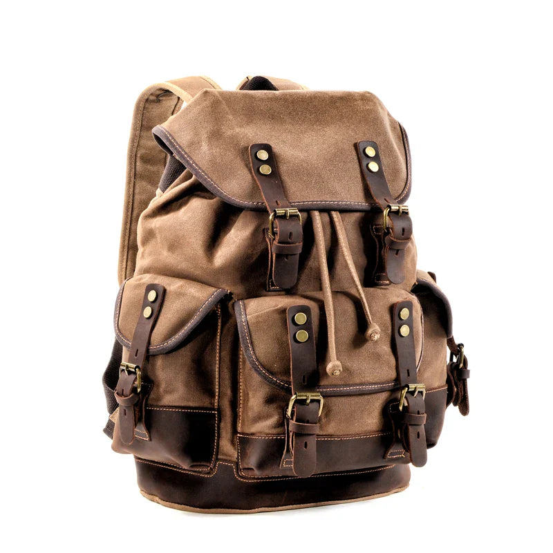 Femlion Vintage Waterproof Canvas Backpack for Men with Large Capacity