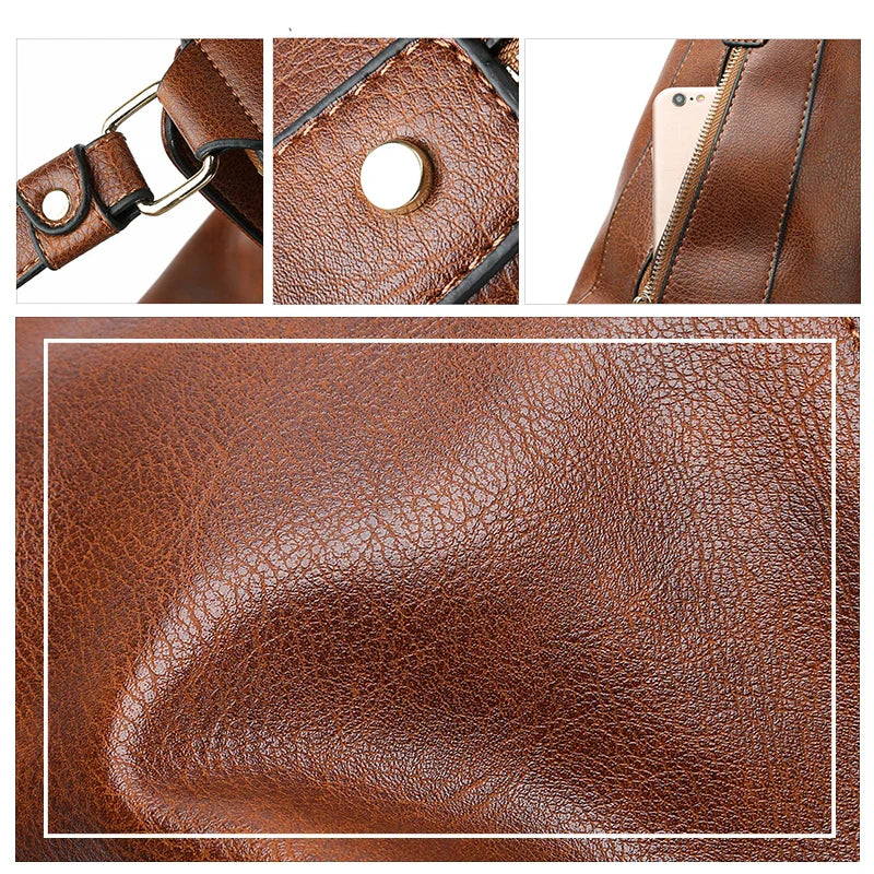 Femlion Vintage Crossbody Bag: Designer Soft Leather Handbag for Women