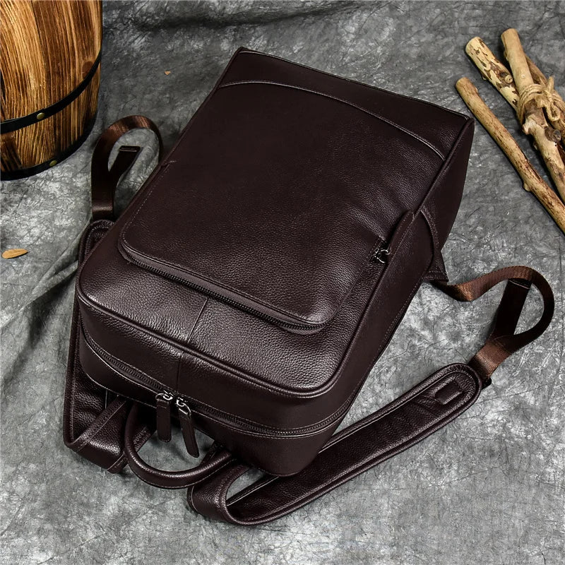 Femlion Leather School Business Backpack for Men Boys Student